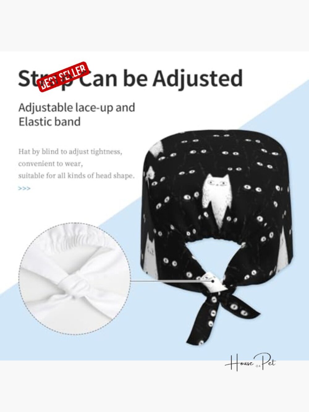 Scrub Cap Adjustable Tie Back Surgical Cap with Sweatband for Women Men - Picture 2 of 7